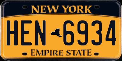 NY license plate HEN6934