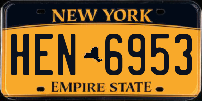 NY license plate HEN6953