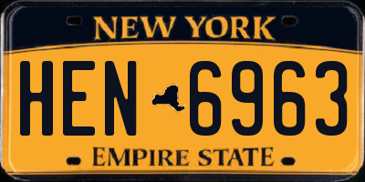 NY license plate HEN6963