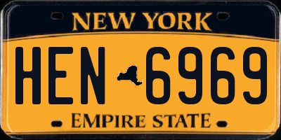 NY license plate HEN6969