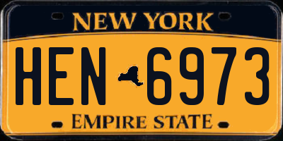 NY license plate HEN6973