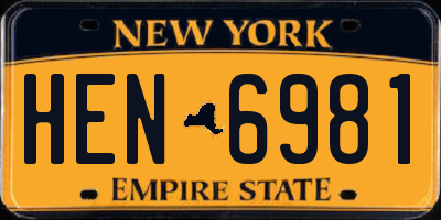 NY license plate HEN6981