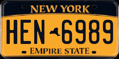 NY license plate HEN6989