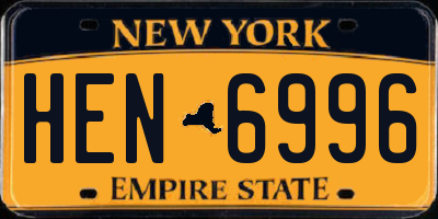 NY license plate HEN6996