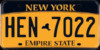 NY license plate HEN7022