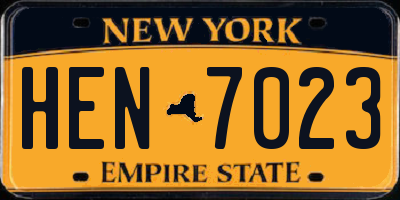 NY license plate HEN7023