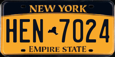 NY license plate HEN7024