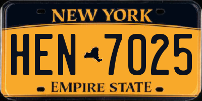 NY license plate HEN7025