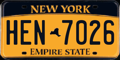 NY license plate HEN7026