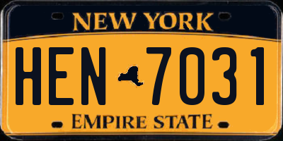 NY license plate HEN7031