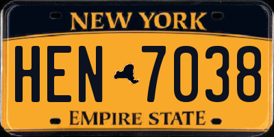 NY license plate HEN7038