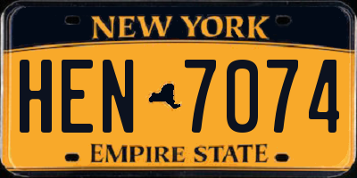 NY license plate HEN7074