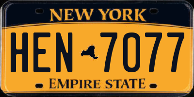 NY license plate HEN7077