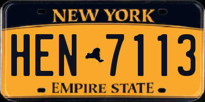 NY license plate HEN7113