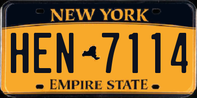 NY license plate HEN7114