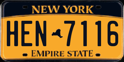 NY license plate HEN7116