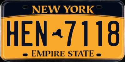 NY license plate HEN7118