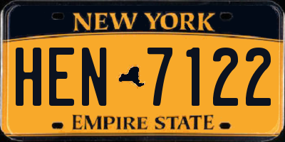 NY license plate HEN7122
