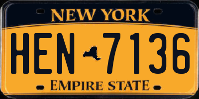 NY license plate HEN7136