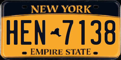 NY license plate HEN7138