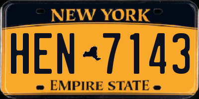 NY license plate HEN7143