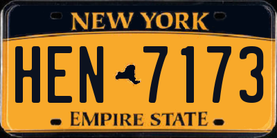 NY license plate HEN7173