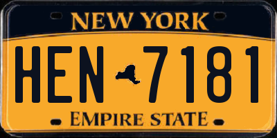 NY license plate HEN7181