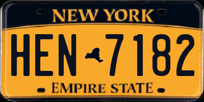 NY license plate HEN7182