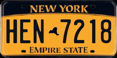 NY license plate HEN7218