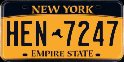 NY license plate HEN7247