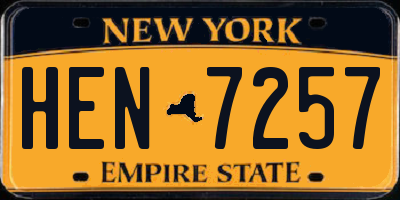 NY license plate HEN7257