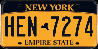 NY license plate HEN7274