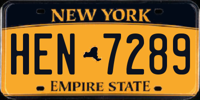 NY license plate HEN7289