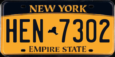 NY license plate HEN7302