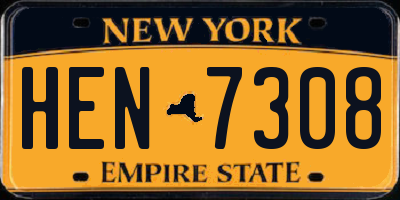 NY license plate HEN7308