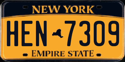 NY license plate HEN7309