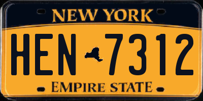NY license plate HEN7312