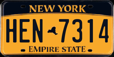 NY license plate HEN7314