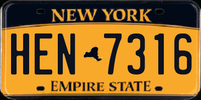 NY license plate HEN7316
