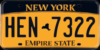 NY license plate HEN7322