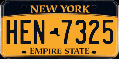 NY license plate HEN7325