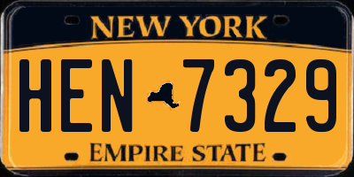 NY license plate HEN7329