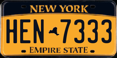 NY license plate HEN7333