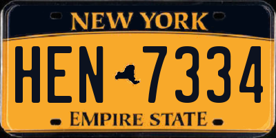 NY license plate HEN7334