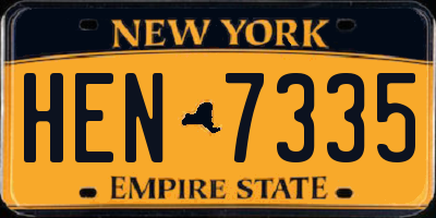 NY license plate HEN7335