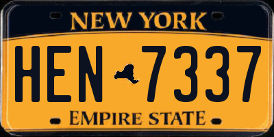 NY license plate HEN7337
