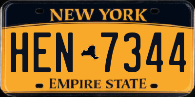 NY license plate HEN7344