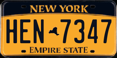 NY license plate HEN7347