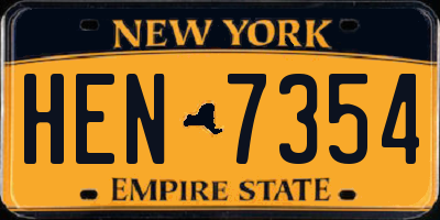 NY license plate HEN7354