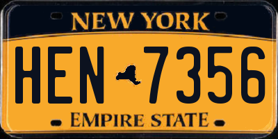 NY license plate HEN7356